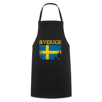 Drapeau Grunge de la Suède - Schweden - Sverige - Tablier de cuisine - noir - Devant - AI Model Male 185 dark (185cm)