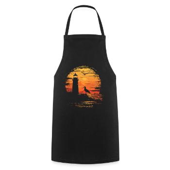 Seagull Seabird Lighthouse Sunset - Cooking Apron - black - Front - AI Model Male 185 dark (185cm)