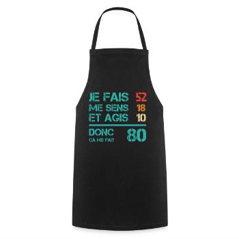 80 ans anniversaire homme femme humour rigolo - Tablier de cuisine - noir - Devant - AI Model Male 185 dark (185cm)