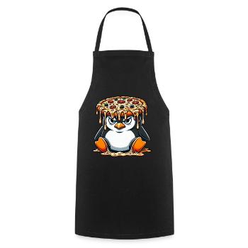 mignon pingouin chef dessin animé pizza maladroite - Tablier de cuisine - noir - Devant - AI Model Male 185 dark (185cm)
