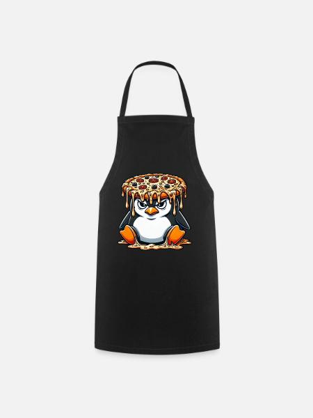 Süßer Pinguin Koch Cartoon Pizza Tollpatsch - Kochschürze - Schwarz