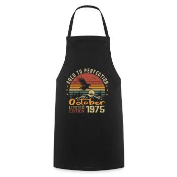 Vintage October 1975 - October 1975 Retro Gift - Cooking Apron - black - Front - AI Model Male 185 dark (185cm)