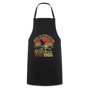 Vintage October 1966 - October 1966 Retro Gift - Cooking Apron - black - Front - AI Model Male 185 dark (185cm)