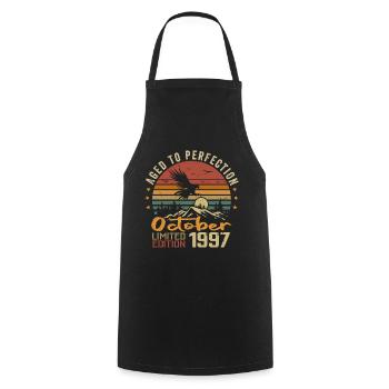 Vintage October 1997 - October 1997 Retro Gift - Cooking Apron - black - Front - AI Model Male 185 dark (185cm)