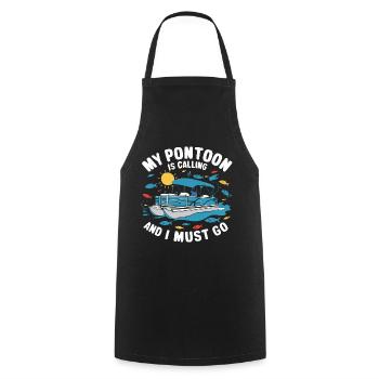 Pontonboot Kapitän Ponton Boote - Kochschürze - Schwarz - Vorne - AI Model Male 185 dark (185cm)