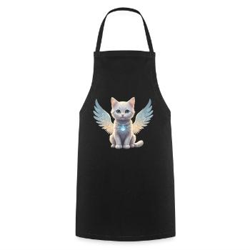 Angelic Cat - Cooking Apron - black - Front - AI Model Male 185 dark (185cm)