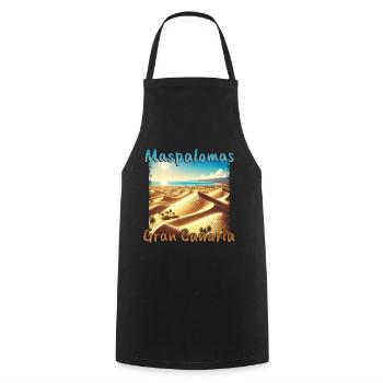 Maspalomas Dunes Beach Sunset Grunge - Cooking Apron - black - Front - AI Model Male 185 dark (185cm)