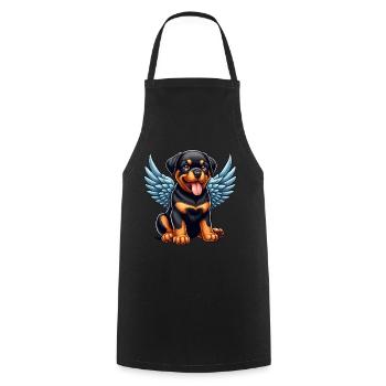 Cute Rottweiler Angel Chibi Cartoon - Cooking Apron - black - Front - AI Model Male 185 dark (185cm)