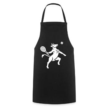 Cow Tennis Tennis Ball Balancing Horn Silhouette - Cooking Apron - black - Front - AI Model Male 185 dark (185cm)