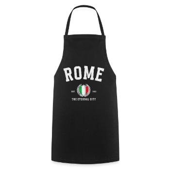 Hommage à Rome – Armoiries de l’Italie et 753 av. J.-C. - Tablier de cuisine - noir - Devant - AI Model Male 185 dark (185cm)