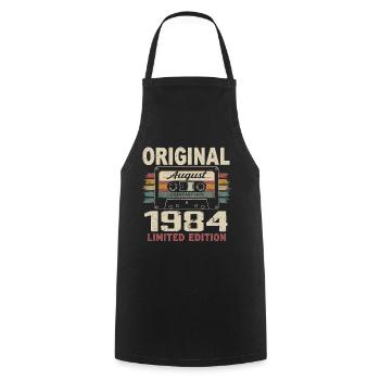 August 1984 August 1984 Gift August 1984 August 1984 - Cooking Apron - black - Front - AI Model Male 185 dark (185cm)
