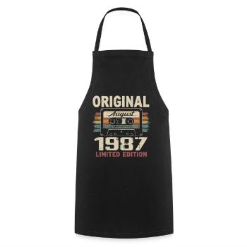 August 1987 August 1987 Gift August 1987 August 1987 - Cooking Apron - black - Front - AI Model Male 185 dark (185cm)