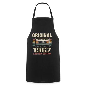September 1967 Birthday, born in September 1967 - Cooking Apron - black - Front - AI Model Male 185 dark (185cm)