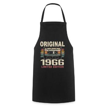 September 1966 Birthday, born in September 1966 - Cooking Apron - black - Front - AI Model Male 185 dark (185cm)