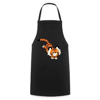 Cute Jumping Cartoon Tiger by Cheerful Madness!! - Cooking Apron - black - Front - AI Model Male 185 dark (185cm)
