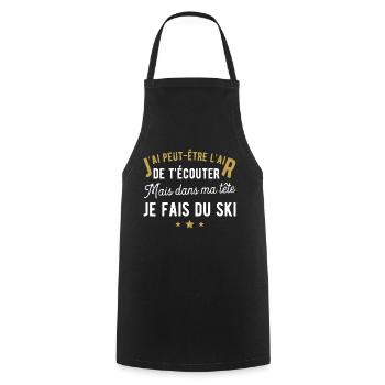 Je fais du ski humour - Tablier de cuisine - noir - Devant - AI Model Male 185 dark (185cm)