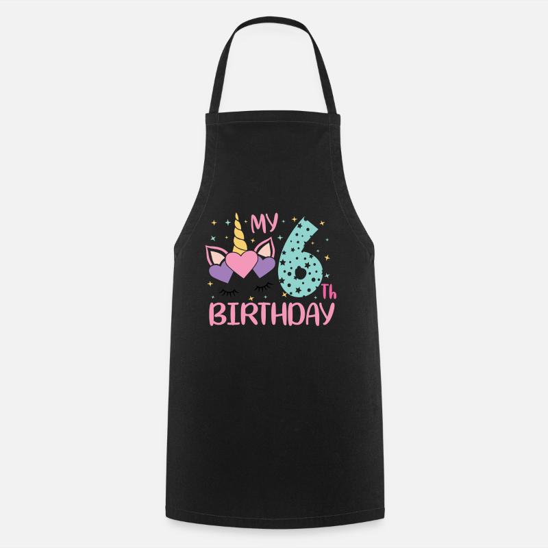 6.Anniversaire Visage de Licorne - Tablier de cuisine - noir