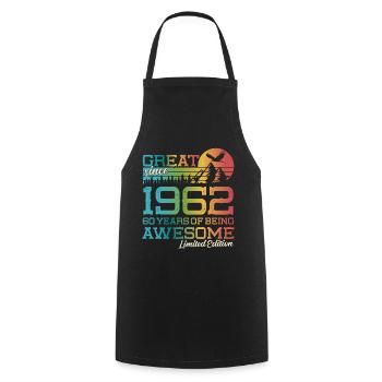 1962 Vintage Vintage Retro 60 Birthday Gift - Cooking Apron - black - Front - AI Model Male 185 dark (185cm)
