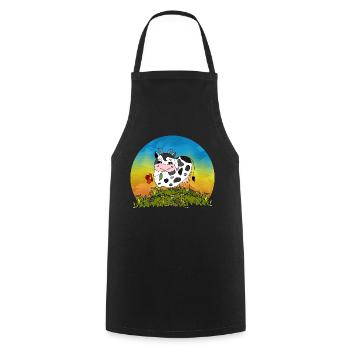 Cow - Cooking Apron - black - Front - AI Model Male 185 dark (185cm)