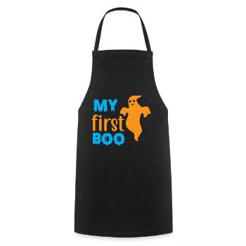 My first boo - halloween humor - Cooking Apron - black - Front - AI Model Male 185 dark (185cm)