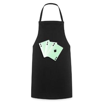 Spielkarten 4,2 & 0 - Kochschürze - Schwarz - Vorne - AI Model Male 185 dark (185cm)