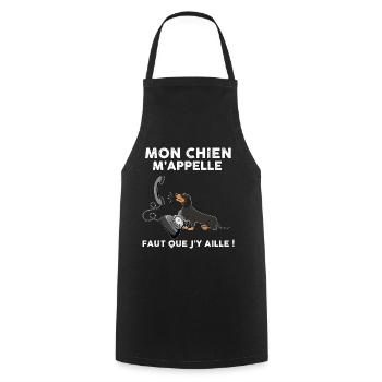 Chien Humour Avec Téléphone - Tablier de cuisine - noir - Devant - AI Model Male 185 dark (185cm)