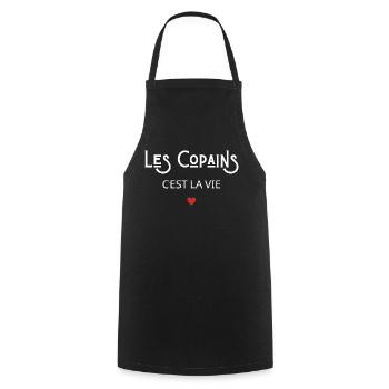 Les copains c'est la vie - Tablier de cuisine - noir - Devant - AI Model Male 185 dark (185cm)