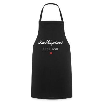 Les copines c'est la vie - Tablier de cuisine - noir - Devant - AI Model Male 185 dark (185cm)