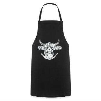 Zentangle cow's head - Cooking Apron - black - Front - AI Model Male 185 dark (185cm)