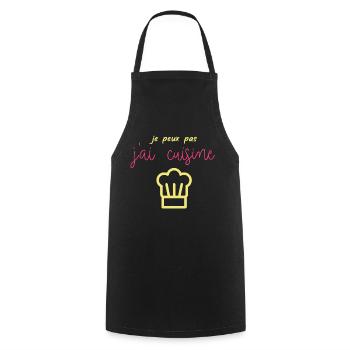 je peux pas j’ai cuisine - Tablier de cuisine - noir - Devant - AI Model Male 185 dark (185cm)
