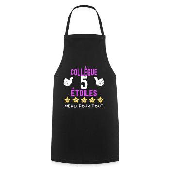 Collègue 5 étoiles message drôle départ entreprise - Tablier de cuisine - noir - Devant - AI Model Male 185 dark (185cm)