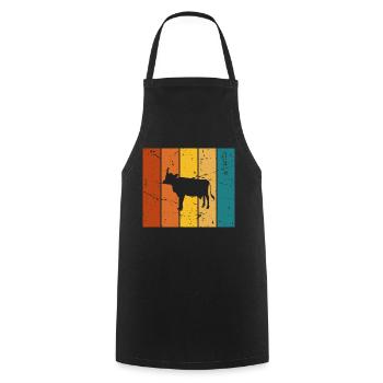 Vache cadeau Vintage - Tablier de cuisine - noir - Devant - AI Model Male 185 dark (185cm)