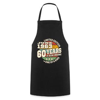 60 years old - Awesome since june 1963 - Cooking Apron - black - Front - AI Model Male 185 dark (185cm)