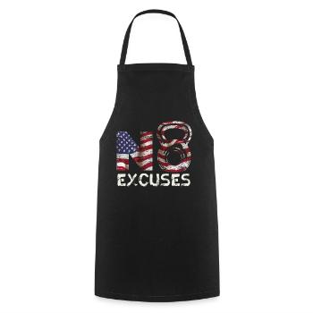 Patriotique 4th of July Body Workout Pas d’excuses - Tablier de cuisine - noir - Devant - AI Model Male 185 dark (185cm)