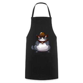 Fat Cowboy Cat - Cooking Apron - black - Front - AI Model Male 185 dark (185cm)