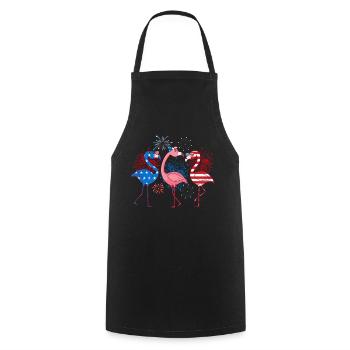 4th Of July American Flag Flamingo Independence - Cooking Apron - black - Front - AI Model Male 185 dark (185cm)
