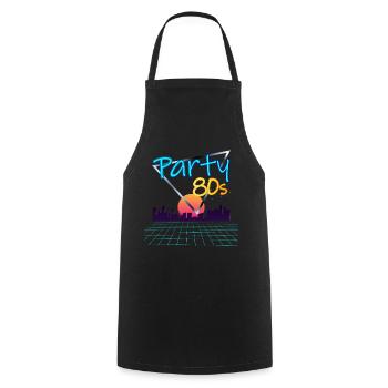 Party 80s retro years synth - Cooking Apron - black - Front - AI Model Male 185 dark (185cm)