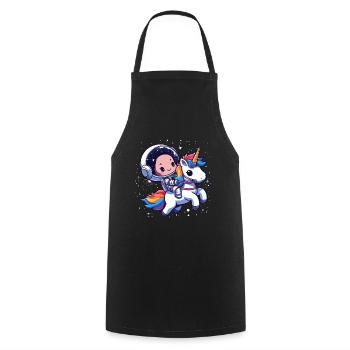 Chibi Astronaut und Einhorn - Kochschürze - Schwarz - Vorne - AI Model Male 185 dark (185cm)