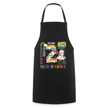 2nd Grade Unicorn - Cooking Apron - black - Front - AI Model Male 185 dark (185cm)