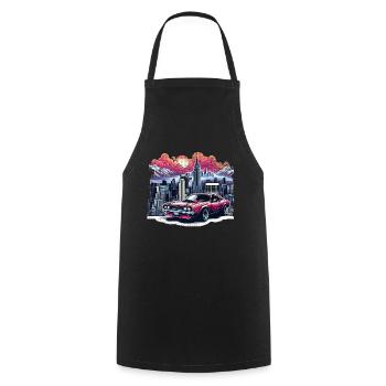 Vintage American and Sports Car - Cooking Apron - black - Front - AI Model Male 185 dark (185cm)