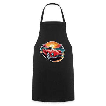 voiture vintage couché de soleil - Tablier de cuisine - noir - Devant - AI Model Male 185 dark (185cm)
