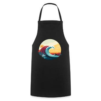 Surf Wave - Cooking Apron - black - Front - AI Model Male 185 dark (185cm)