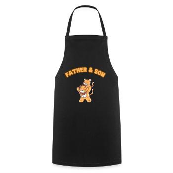 Lion Family Father & Son Brown - Cooking Apron - black - Front - AI Model Male 185 dark (185cm)