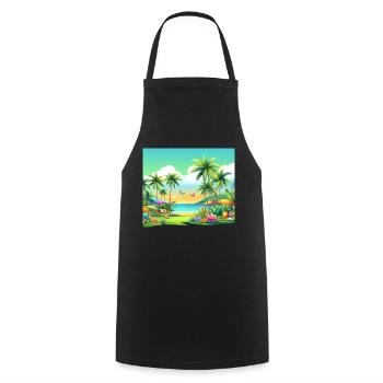 Palm trees and summertime - Cooking Apron - black - Front - AI Model Male 185 dark (185cm)