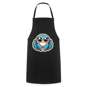 Cute blue red Jumping Spider is sitting friendly - Cooking Apron - black - Front - AI Model Male 185 dark (185cm)