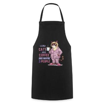 Chat amateur de café avec humour pyjama - Tablier de cuisine - noir - Devant - AI Model Male 185 dark (185cm)