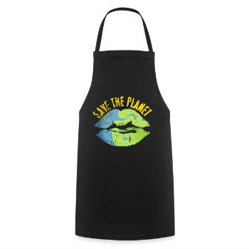 Save the world vintage look - Cooking Apron - black - Front - AI Model Male 185 dark (185cm)