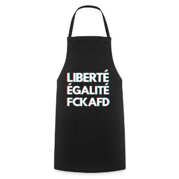 FCKAFD – Freiheit, Gleichheit, Solidarität - Kochschürze - Schwarz - Vorne - AI Model Male 185 dark (185cm)