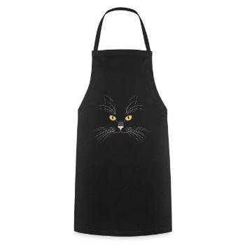Schwarze Katze - Kochschürze - Schwarz - Vorne - AI Model Male 185 dark (185cm)