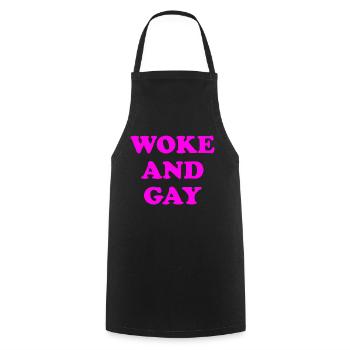 Woke et gay - Tablier de cuisine - noir - Devant - AI Model Male 185 dark (185cm)